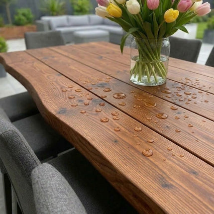 Firsby Outdoor Live Edge Dining Bench Steel XF Legs