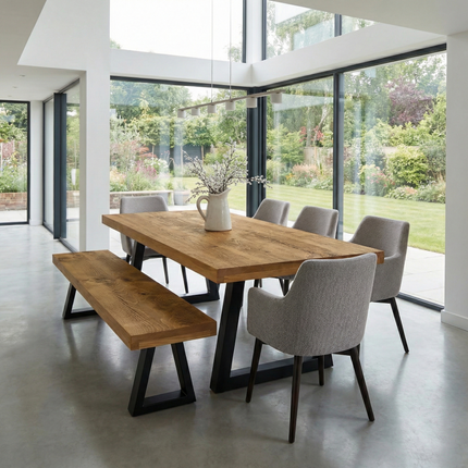 SET RENE - Grantham Dining Table and Bench + Chairs Rene