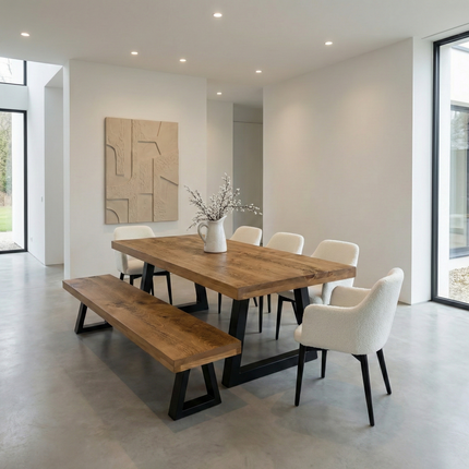 SET CHLOE – Grantham Dining Table and Bench + Chairs Chloe