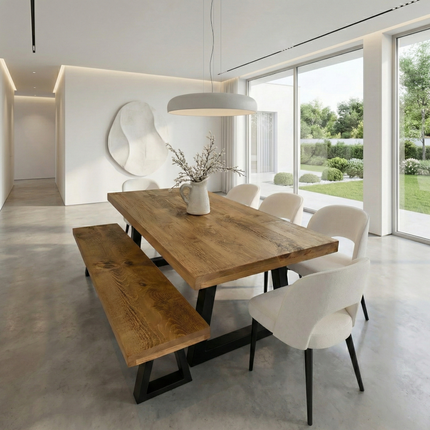 SET NATALLY – Grantham Dining Table and Bench + Chairs Natally