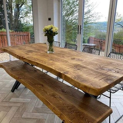 Firsby Live Edge Dining Table X Frame Steel Legs