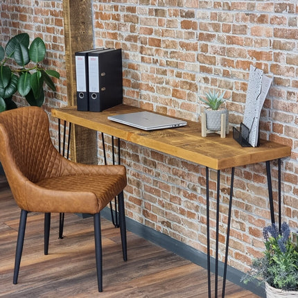 Brigg Small Desk Console Table Hairpin Legs Rustic Hallway Table 34cm Width