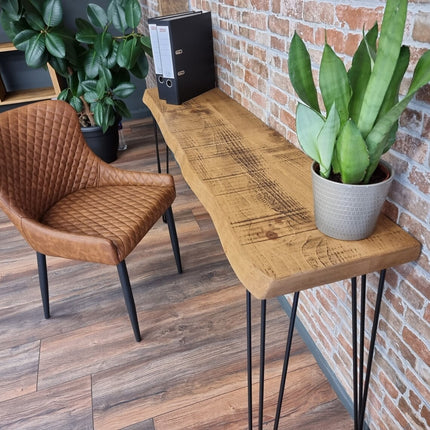 Firsby Live Edge Small Desk Console Table Hairpin Legs Rustic Hallway Table 34cm Width