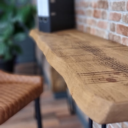 Firsby Live Edge Small Desk Console Table Hairpin Legs Rustic Hallway Table 34cm Width