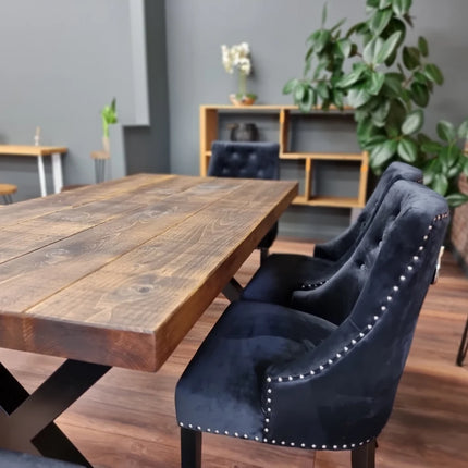 3 Inch Rustic Industrial Dining Table Rustic Wood - Handmade Kitchen Table Rustic Dining Table Farmhouse Chunky Metal Legs