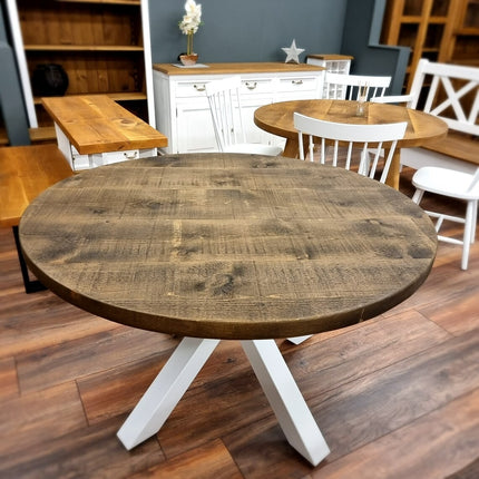 Irby Round Dining Table Vintage Star Leg Kitchen Table Rustic Industrial