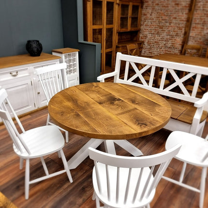 Irby Round Dining Table Vintage Star Leg Kitchen Table Rustic Industrial