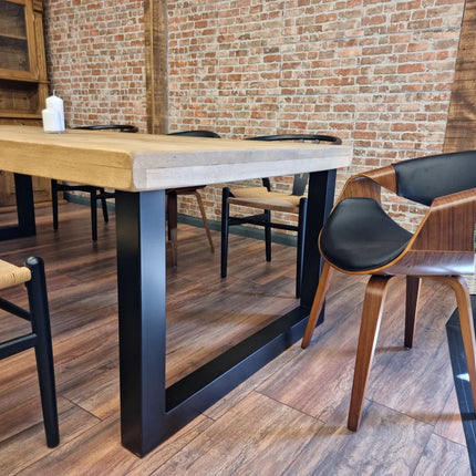 Tealby SQ Chunky Dine Table Rustic Natural Wood - Industrial Square Chunky Frame Legs- Rustic Wood - Handmade Stylish Cozy and Natural