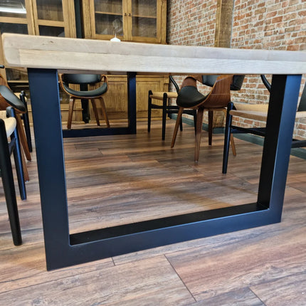 Tealby SQ Chunky Dine Table Rustic Natural Wood - Industrial Square Chunky Frame Legs- Rustic Wood - Handmade Stylish Cozy and Natural