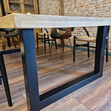 Tealby SQ Chunky Dine Table Rustic Natural Wood - Industrial Square Chunky Frame Legs- Rustic Wood - Handmade Stylish Cozy and Natural