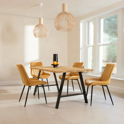 Calia Style Industrial Dining Table Rustic Wood A-FRAME STEEL LEGS Cotswold
