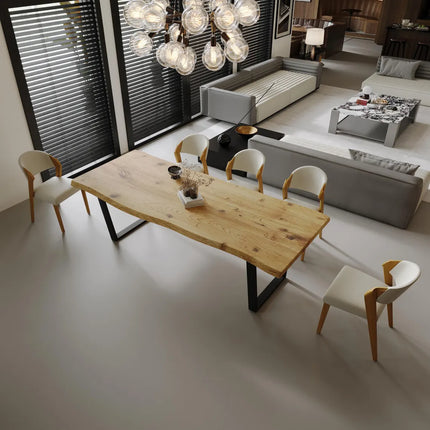 Firsby  Live Edge Dining Table  V Frame Steel Legs