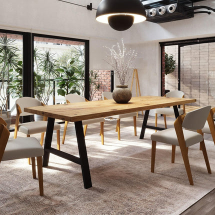 Brigg Dining Table Metal LEGS Industrial Rustic Wood Handmade Table Cotswold