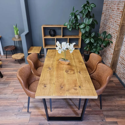 Barton VF Rustic Wood Dining Table - Industrial VF Steel Legs - Handmade Natural Cozy and Modern - Cotswold