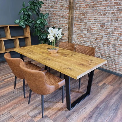 Barton VF Rustic Wood Dining Table - Industrial VF Steel Legs - Handmade Natural Cozy and Modern - Cotswold