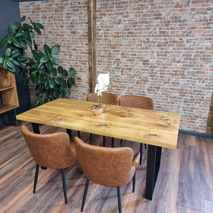 Barton VF Rustic Wood Dining Table - Industrial VF Steel Legs - Handmade Natural Cozy and Modern - Cotswold