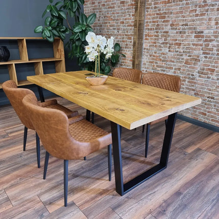 Barton VF Rustic Wood Dining Table - Industrial VF Steel Legs - Handmade Natural Cozy and Modern - Cotswold