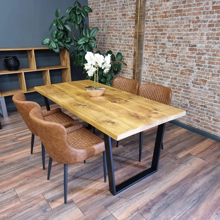 Barton VF Rustic Wood Dining Table - Industrial VF Steel Legs - Handmade Natural Cozy and Modern - Cotswold