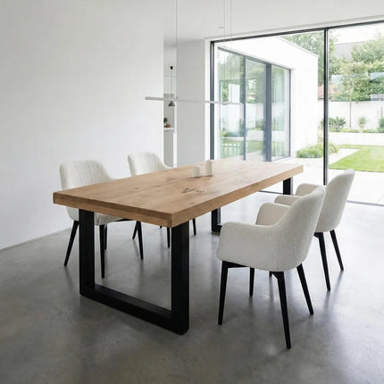 Tealby SQ Chunky Dine Table Rustic Natural Wood - Industrial Square Chunky Frame Legs- Rustic Wood - Handmade Stylish Cozy and Natural