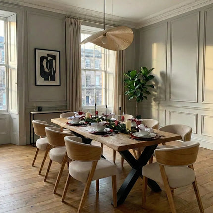 Firsby XF Chunky Steel Dining Table Natural Live Edge Rustic Steel X Frame Legs Handmade Characteristic of the Countryside