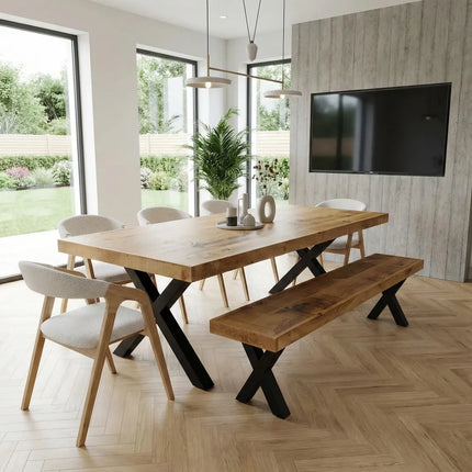 3 Inch Rustic Industrial Dining Table Rustic Wood - Handmade Kitchen Table Rustic Dining Table Farmhouse Chunky Metal Legs