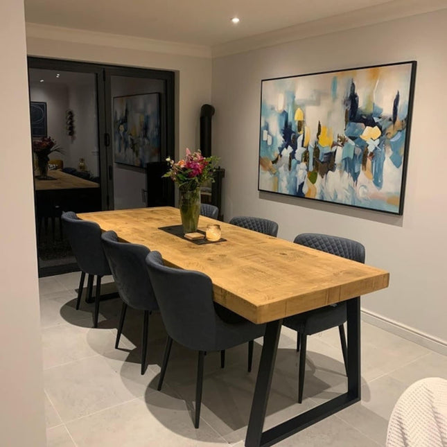 SET Table 200cm + 6 Chairs Boston Dining Table TRAPEZIUM - Frame Legs
