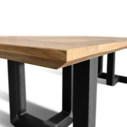 Belnie Solid Oak Dining Table with Steel Base