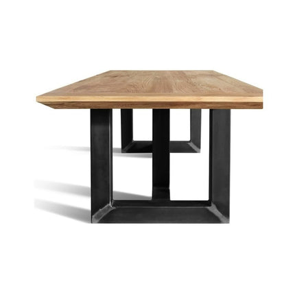 Belnie Solid Oak Dining Table with Steel Base