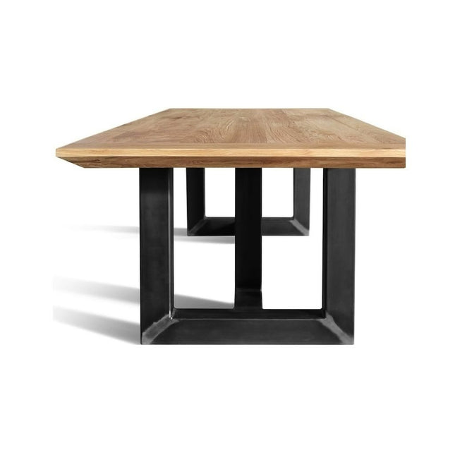 Belnie Solid Oak Dining Table with Steel Base