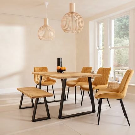 Calia Style Dining Table Wooden Rustic Industrial Dining Table Rustic Wood Trapezium-FRAME LEGS Cotswold