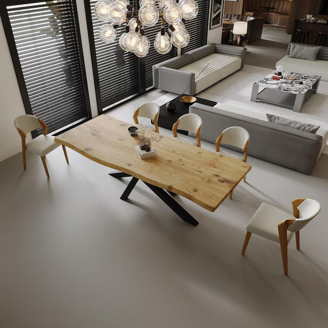 Firsby Live Edge Dining Table Crossover Steel Base