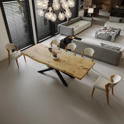 Firsby Live Edge Dining Table Spider Steel Base