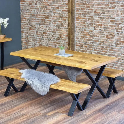 Firsby Live Edge Dining Bench Steel Legs