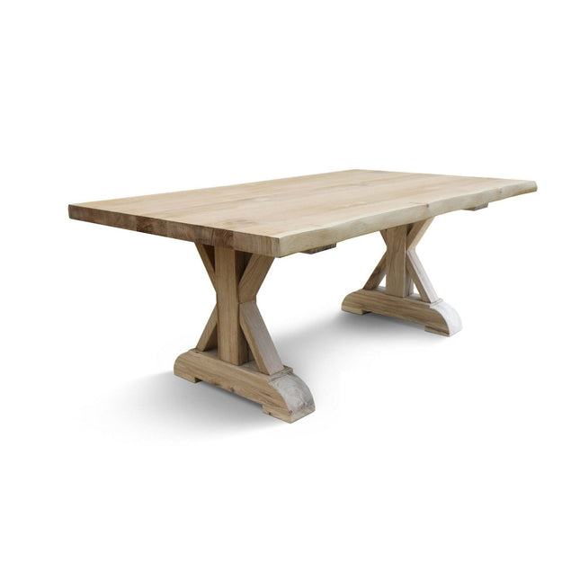 Set of 240 cmx 100cm  live edge table Clar 042 natural oak and matching bench 200cm