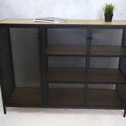 Oak loft-style perforated chest of drawers Cottesmore