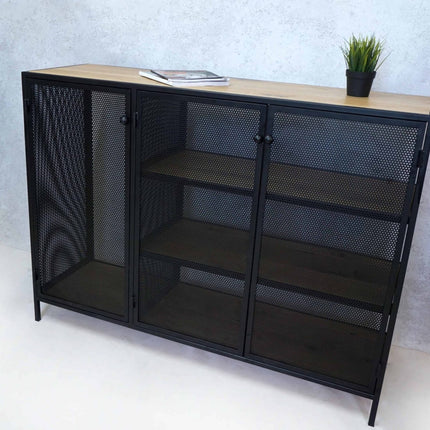 Oak loft-style perforated chest of drawers Cottesmore