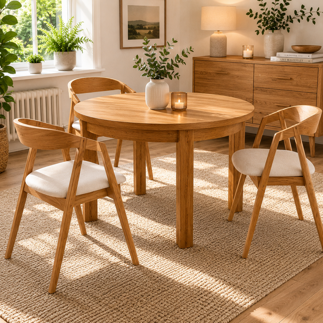 Oak Extendable Round Dining Table Mani