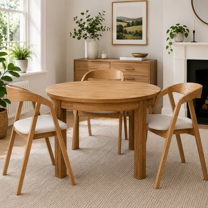 Oak Extendable Round Dining Table Mani