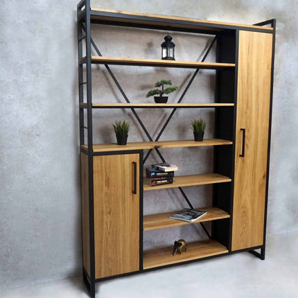 Oak industrial/loft bookcase with NIKO shelves