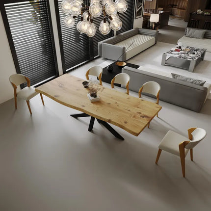 Firsby Live Edge Dining Table Star Steel Base