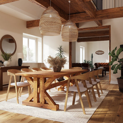 Rustic Dining Table Willoughby Farmhouse Beam Wooden Base